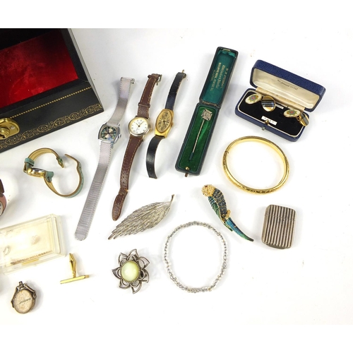 2958 - Costume jewellery including 9ct gold necklace, silver rings, silver brooches and bracelets housed in... 