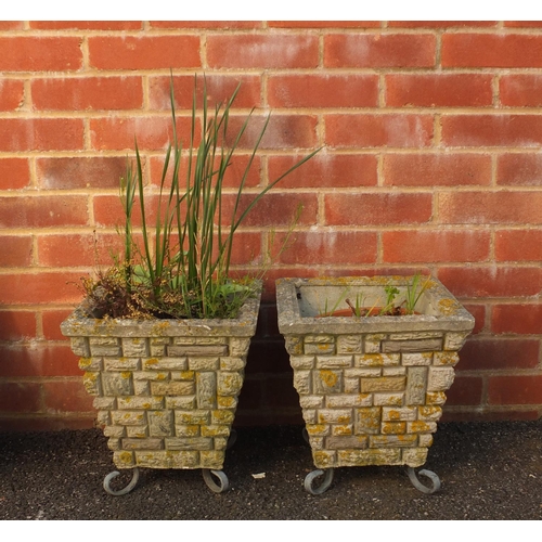 2146 - Pair of stoneware garden planters, 32cm high