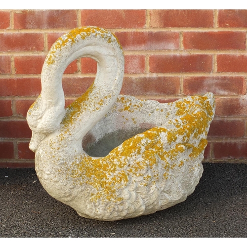 2142 - Large stoneware garden swan planter, 56cm high