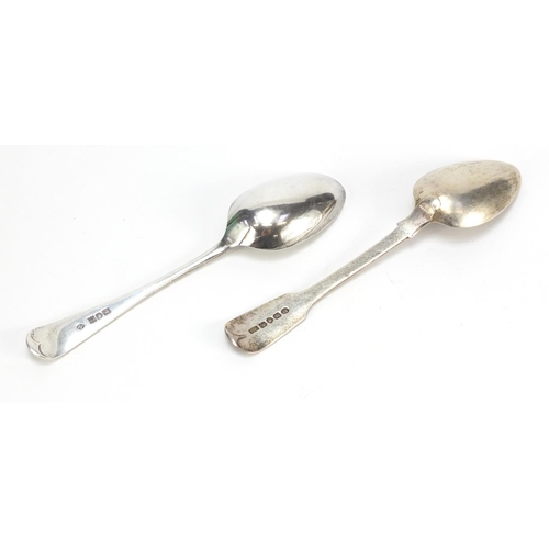 2796 - Two silver tablespoons including a Georgian example, London 1830, the largest 17cm in length, 99.5g