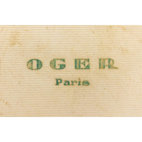 2964 - Embroidered silk box and cover, stamped Oger Paris to the interior, 19cm in diameter