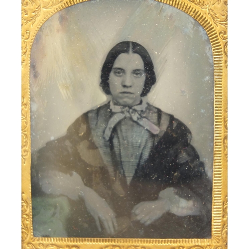 2984 - 19th century black and white photograph, housed in a gilt metal frame and tooled leather case