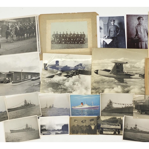 2699 - Mostly military interest black and white photographs of ships, planes and officers, some press relea... 