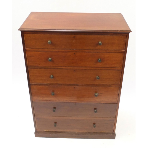 66 - Howard & Sons cross banded mahogany chest with four drawers a two false drawer fall base, 138cm H x ... 