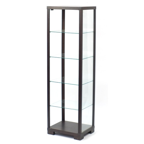 2137 - Glazed display cabinet fitted with four glass shelves, 179cm H x 53.5cm W x 42cm D