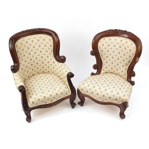 2110 - Two mahogany framed Victorian style children chairs, the largest 55.5cm high