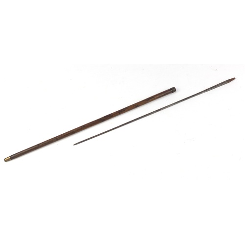 2906 - Exotic wood sword stick, 79cm in length