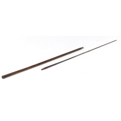 2906 - Exotic wood sword stick, 79cm in length