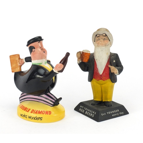 90 - Beswick Double Diamond advertising City Gent water jug and a Keg Beers bar figure, the largest 22cm ... 