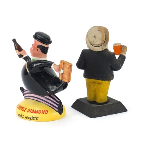 90 - Beswick Double Diamond advertising City Gent water jug and a Keg Beers bar figure, the largest 22cm ... 