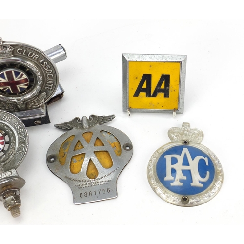 763 - Vintage car radiator badges, some enamelled including Royal Automobile Club Associate, AFS, RAC, Bri... 