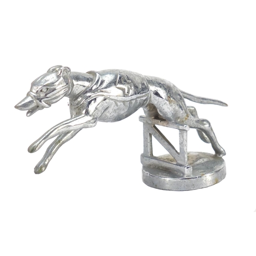 765 - Vintage chrome plated greyhound car mascot, impressed copyright AEL, 15cm in length