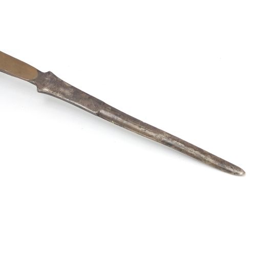 52 - Patinated bronze otter design letter opener, 21.5cm in length