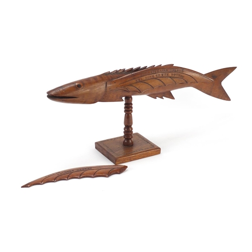 100 - Pitcairn Island carved wood flying fish made by Calvert Warren, 46cm in length