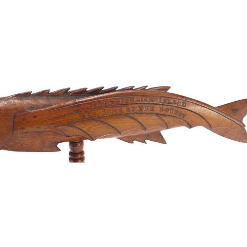 100 - Pitcairn Island carved wood flying fish made by Calvert Warren, 46cm in length