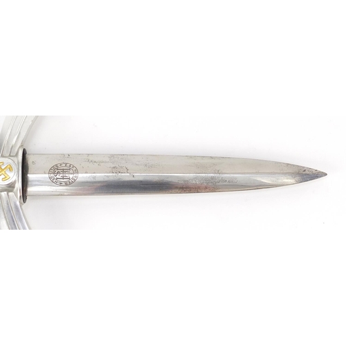 147 - German military interest first Luftwaffe DLV flyers knife by E & F Horster, 36cm in length