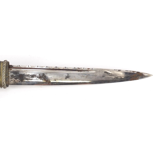 145 - Scottish military Highlander's dirk retailed by Leckie Graham & Co of Glasgow, with citrine pommels,... 