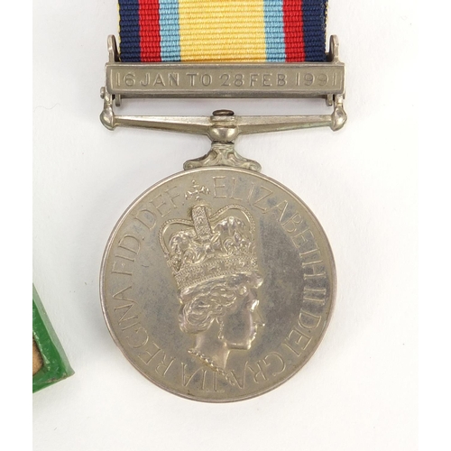 143 - Elizabeth II British military Gulf medal and Liberation of Kuwait with case, the Gulf medal awarded ... 