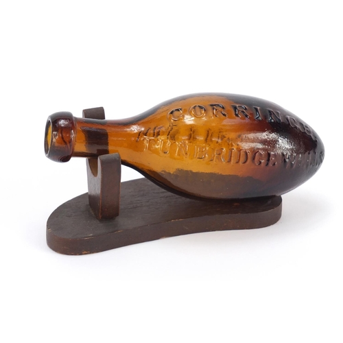 778 - 19th century Hamilton glass bottle on stand advertising Gorringe of Tunbridge Wells and Hastings, 18... 