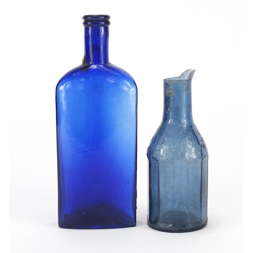 776 - Two antique glass bottles comprising Blackwood & Co ink bottle and Mexican Hair Renew cobalt blue bo... 