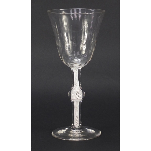 117 - Large George III ale glass with knopped air twist stem, 19.5cm high