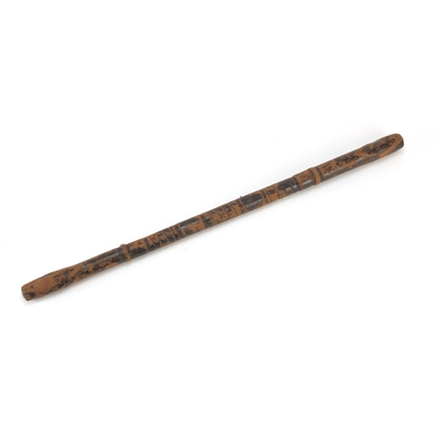 148 - Military interest leather bound swagger sword stick, 46.5cm in length