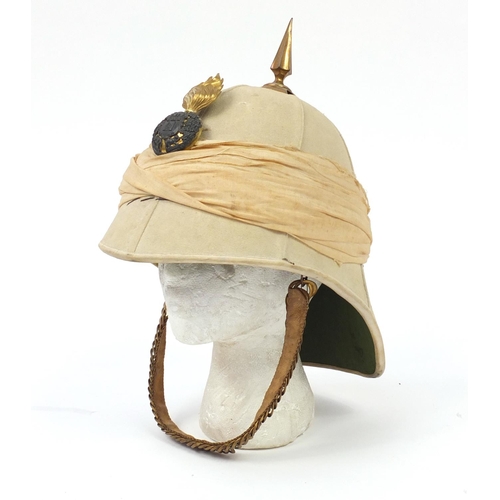 139 - Victorian Royal Dublin Fusiliers Home Service helmet previously owned by Major G A Shadforth, with t... 