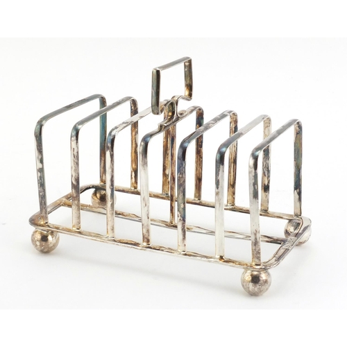 34 - Victorian silver six slice toast rack by Atkin Brothers, Sheffield 1899, 15cm wide, 229.0g