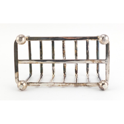 34 - Victorian silver six slice toast rack by Atkin Brothers, Sheffield 1899, 15cm wide, 229.0g