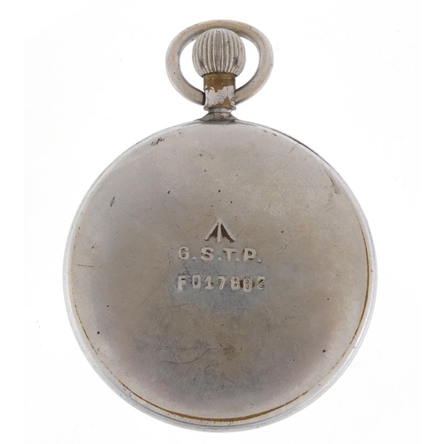 149 - Gentleman's British military issue Jaeger-LeCoultre pocket watch, engraved GSTP F017882, 50mm in dia... 