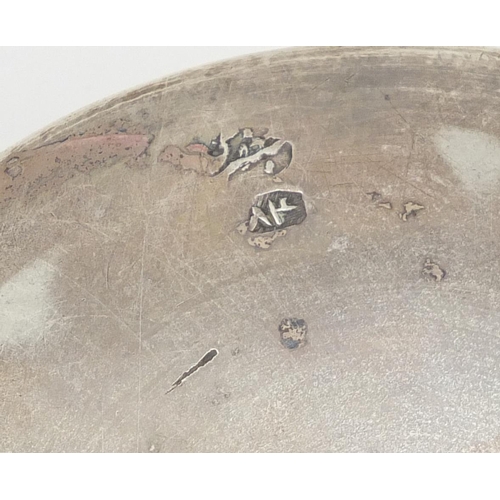 99 - Indian circular silver box and cover embossed with birds amongst foliage, impressed marks to the bas... 