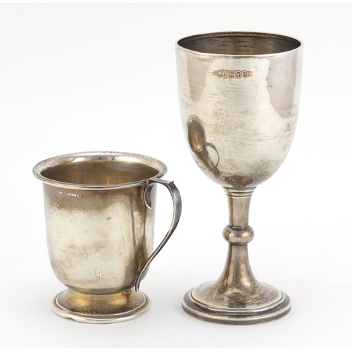 781 - Silver christening tankard and goblet, Birmingham and London hallmarks, the largest 13.5cm high, 119... 