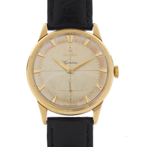 150 - Gentleman's 9ct gold Omega Genève wristwatch, 33mm in diameter excluding the crown