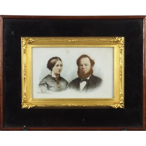 133 - Ornate gilt frame housing a heightened photograph of a couple, bearing a signature Rowe, housed in a... 