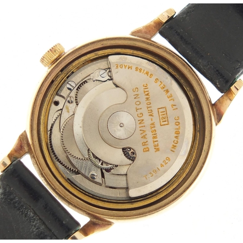 84 - Gentlemen's 9ct gold Bravingtons Wetrista automatic wristwatch, numbered 1211 to the movement, 32mm ... 