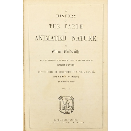 389 - A History of the Earth and Animated Nature, by Oliver Goldsmith, two leather bound hardback books, v... 