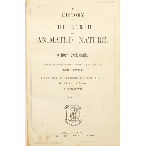 389 - A History of the Earth and Animated Nature, by Oliver Goldsmith, two leather bound hardback books, v... 