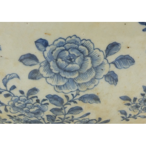 78 - Chinese blue and white porcelain bowl, hand painted with flowers amongst foliage, 12cm H x 27cm W x ... 