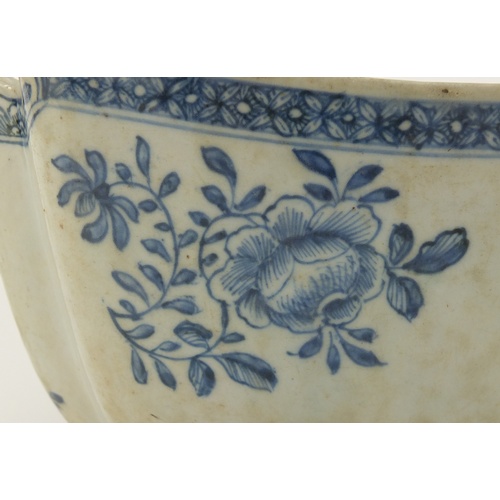 78 - Chinese blue and white porcelain bowl, hand painted with flowers amongst foliage, 12cm H x 27cm W x ... 