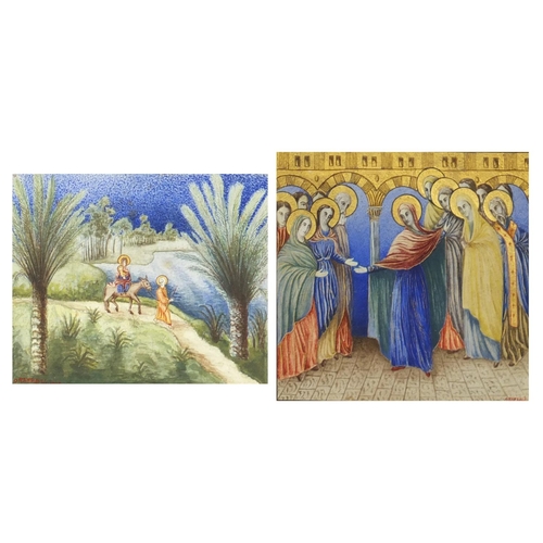 1278 - Religious scenes, two Art Nouveau watercolours, each bearing signatures O Tafrali, inscriptions vers... 