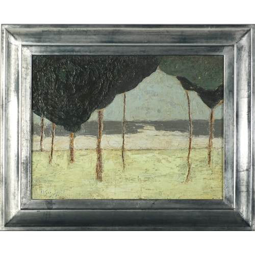 4249 - Coastal scene, oil onto board, bearing an indistinct signature, framed, 40.5cm x 30cm