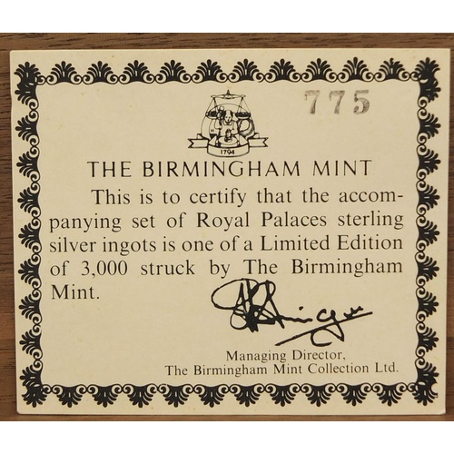 3687 - Set of twelve Royal Palace ingots by The Birmingham Mint, limited edition 775/3000, including Bright... 