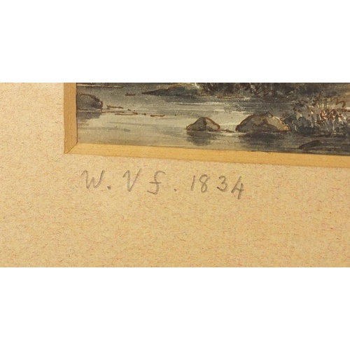 4008 - Cattle and goats, 19th century mixed media, bearing a monogram WVF to the mount, Fine Art Dealers la... 