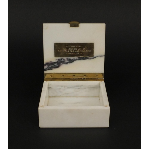 3590 - Marble cigarette box made from the marble taken from the walls of the stock exchange building when d... 