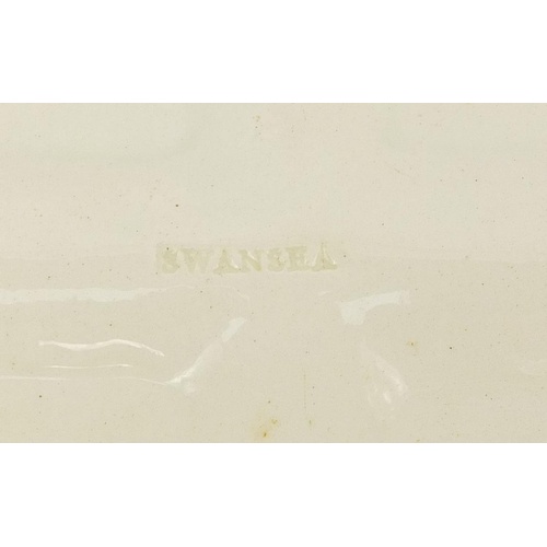 3367 - 19th century Swansea creamware pottery meat platter, the boarder decorated with leaves and berries, ... 