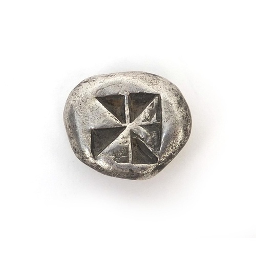 3694 - 16th century Greek silver Stater, the reverse with a sea turtle, approximately 2cm in diameter, appr... 