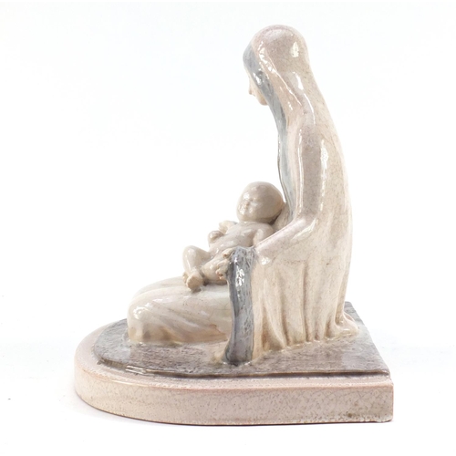 3163 - French Art Deco pottery group of Madonna and child by Boulogne Sur Seine, incised C Do Conoto to the... 