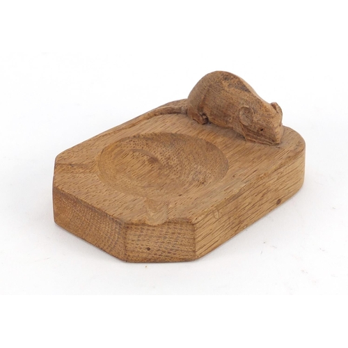 3261 - Robert Thompson Mouseman carved oak ashtray, 10cm x 7cm