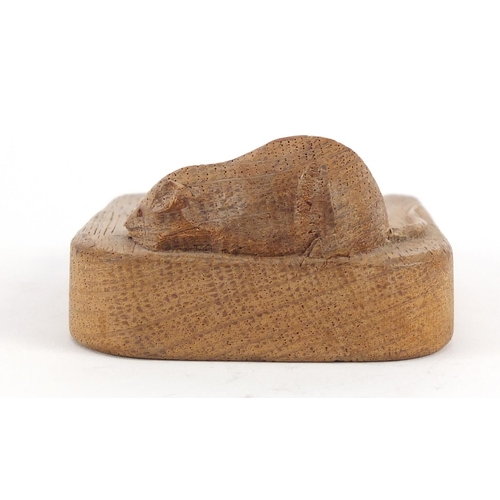 3261 - Robert Thompson Mouseman carved oak ashtray, 10cm x 7cm