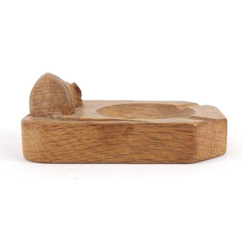 3261 - Robert Thompson Mouseman carved oak ashtray, 10cm x 7cm